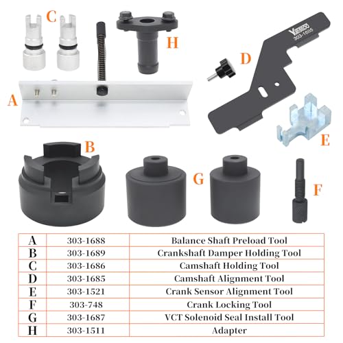 Camshaft Alignment Holding Timing Kit Fit for Ford 2.0 2.3, 303-1685 | Balance Shaft Preload Tool Crankshaft Damper Holder VCT Solenoid Seal Installer 303-1511 303-1686 303-1687 303-1688 303-1689 - size: 11pcs