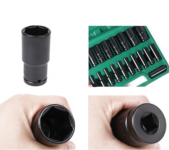 20 PCS 1/2" Drive Metric Deep-impact Socket Set, 8mm-32mm, Extended Hex Socket Set For Electric Wrenches, Pneumatic Hex Sockets, Suitable For Electric Wrench Sockets, Automotive Repair And Nut Tools