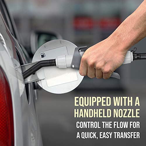 Deway Automatic Fuel Transfer Pump with Nozzle for Flow Control & Stop, Fits Most Gas Cans, Extra Long Hose, for Gasoline, Diesel Fuel & More - style: Hand Trigger Nozzle w/ 51" Plastic Hose