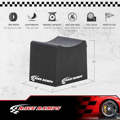 Race Ramps 2-Pack RR-WC-12 Car Wheel Cribs, Lightweight & Non-Scratch for Maintenance & Display, 12" - Portable Automotive Platform Riser for Oil Changes and Garage Use - size: 12-inch Standard