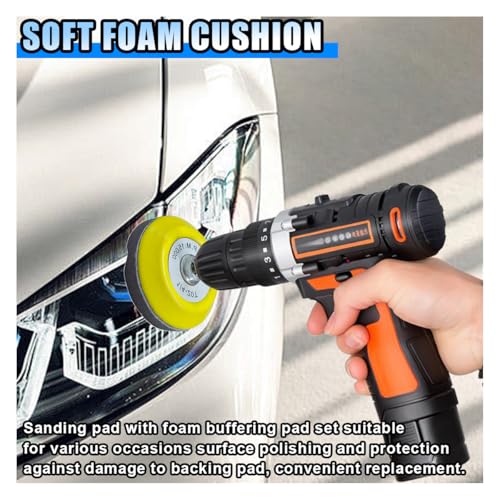 2PCS 3" Hook and Loop Sanding Pad Polishing Tool Kit - Includes Soft Foam Layer Buffering Pad & 1/4" Shank Adapter Drill Attachment, Sanding Disc Replacement Accessory for Die Grinder Rotary Tool