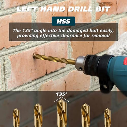 14-Piece Screw Extractor & Left-Hand Drill Bit Set, Easy Out Fastener Extractor Kit with Alloy Spiral Flutes - Premium Tool for Easily Removing Stripped, Broken & Rusty Screws, Bolts & Studs - size: 14PCS
