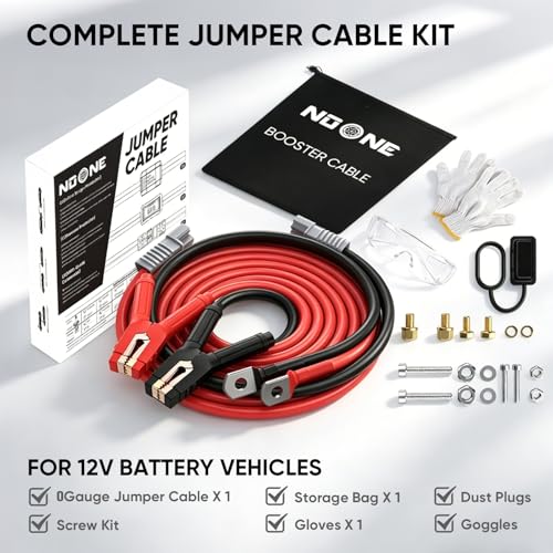 NOONE 0 Gauge 30 FT Heavy Duty Jumper Cables - 1000Amp Quick Connect Automotive Booster Jumper Cables for Car, SUV and Truck Battery - Jumper Cables Kit with Gloves, Goggles in Carry Bag - size: 0Gauge x 30FT（Quick Connect）