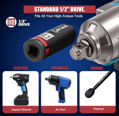 11PCS 1/2 Inch Drive Impact Deep Socket Set Metric 10-24mm, 6-Point, CR-MO | Deep Well Socket Set for Impact Wrench, Heavy Duty Automotive & Machinery Repair - size: 11PCS Metric