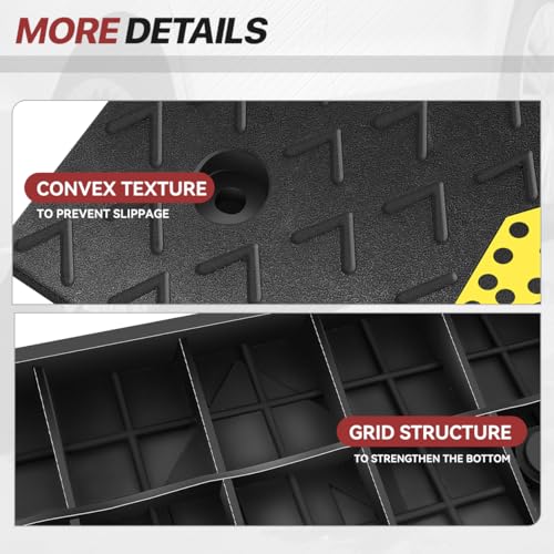Rubber Curb Ramp 4.3" Rise Height, Arrow Patterned Sidewalk Curb Ramp for Forklift Truck Bus Car SUV, Driveway Curb Ramps for Low Profile Car, Threshold Bridge Ramp for Warehouse Garage - size: 4.3" Rise Arrow