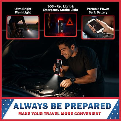 Tire Inflator Portable Air Compressor with LED Light – 12V DC Cordless Air Pump & Auto Shut-Off Function, 150 PSI Electric Air Pump for Car Tires with Digital Tire Pressure Gauge and Car Accessories