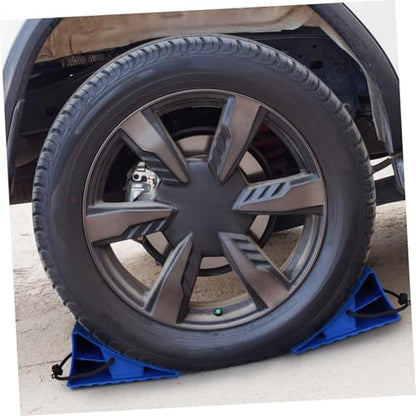2PCS Skid Tire Cars Wheel Stopper Set- Non-Slip Ramp Access Ramps, Saver Brake Stoppers Ridged Wedgeswith Caravan Chock Block for Cars Caravan Horsebox Motorhome