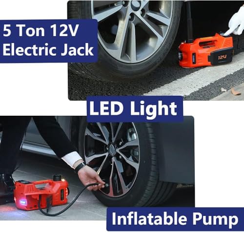 Electric Hydraulic Car Jack - Upgraded 4 in 1 Floor Jack Lift Kit 5 Ton Vehicle Trailer Truck Trolley Jack Stand Tire Change and Emergency Tyre Repair,Red Jack Only - color: Red Jack Only