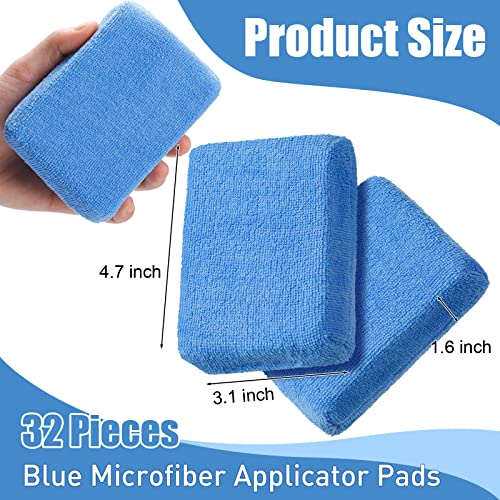 Riakrum 32 Pcs Microfiber Applicator Pads Soft Microfiber Foam Buffing Car Detailing Pads for Wax Ceramic Coating Polish Reusable Car Wash Sponge Tire Shine Applicator(Blue) - color: Blue