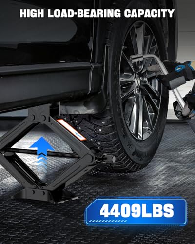 Car Jack Kit, 2 Ton (4409 lbs) Scissor Jack for Car, SUV, MPV | Alloy Steel Heavy Duty Scissor Car Jack, Portable Garage Tire Change Repair Tool, Outdoor Car Emergency Kit - size: 2T