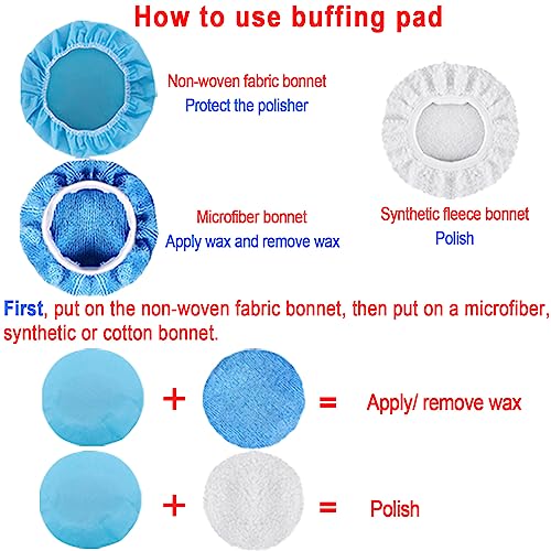 SIQUK 26 Pieces Car Polisher Buffing Pads 7 Inch Car Polishing Pad Kit Foam Polish Pads Wax Bonnets Polisher Buffer Attachment for Drill - size: 7 Inch