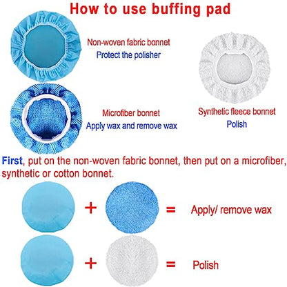 SIQUK 26 Pieces Car Polisher Buffing Pads 7 Inch Car Polishing Pad Kit Foam Polish Pads Wax Bonnets Polisher Buffer Attachment for Drill - size: 7 Inch