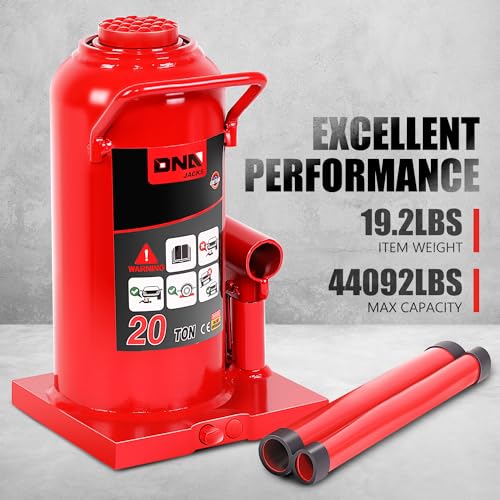 DNA Motoring 20 tons / 44092 lbs Lifting Automotive Welded Hydraulic Bottle Jack for Repair Vehicle, Pickup, Truck, w/Manual Handle, Red,TOOLS-00362 - color: red, style: 20 ton
