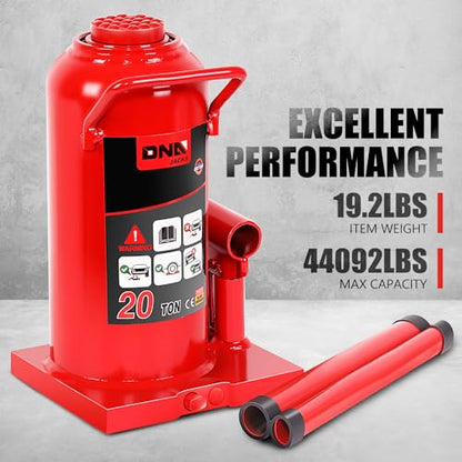 DNA Motoring 20 tons / 44092 lbs Lifting Automotive Welded Hydraulic Bottle Jack for Repair Vehicle, Pickup, Truck, w/Manual Handle, Red,TOOLS-00362 - color: red, style: 20 ton