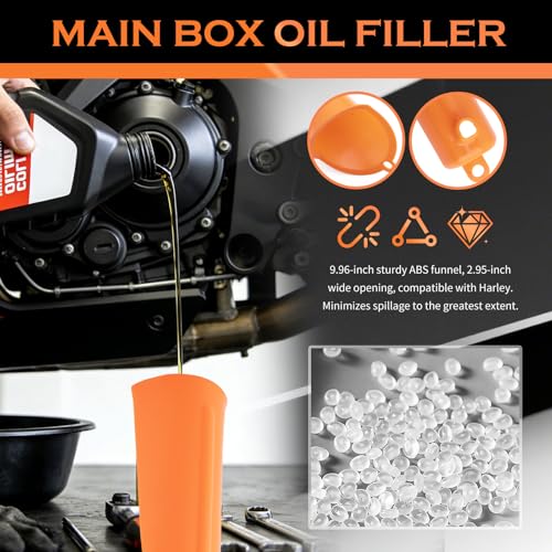 Compatible with Harley Oil Change Kit,All-Inclusive Motorcycle Oil Change Kit with Oils Filter Wrench,Filling Funnel,Rubber O-Ring Seals,Multi-Purpose Oils Changing Kits