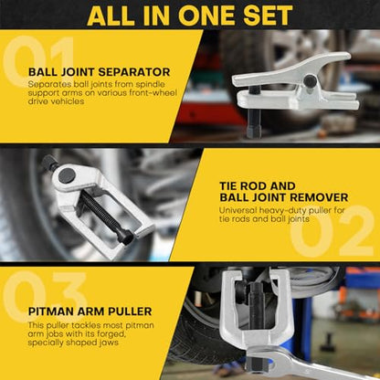 Ball Joint Separator Kit | 5 in 1 Pitman Arm Puller, Tie Rod End Tool Set, Splitter Removal Kit for Front End Service (Red) - color: Red