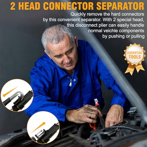 3Pcs Electrical Disconnect Pliers 37960/37980, Electrical Connector Pliers Sets(Straight & 60°Bend & 2 Head Separator), Push Tab Style Plugs for Connector Removal，Fuel Line Air Flow Sensor