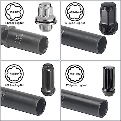 MABLEVI 8PCS Wheel Lock Removal Kit, SAE Metric Locking Lug Nut Master Key Set for Aftermarket and Factory Wheel Tire Keys, Removing Spline Lug Nut Socket - size: Standard 8pcs