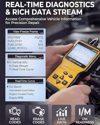 MOTOPOWER MP69033 Car OBD2 Scanner Code Reader Engine Fault Scanner CAN Diagnostic Scan Tool for All OBD II Protocol Cars Since 1996, Yellow