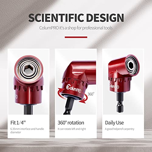 105 Degree Right Angle Drill Screwdriver Bit Set, 1/4” Hex Shank Right Angle Drill Attachment with 4PCS PZ2 & PH2 Screwdriver bits and bit holder