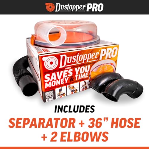 The Dustopper PRO, Low-Profile Dust Separator for Shop Wet/Dry Vacuums with at least 5HP. Includes High-Flow 90 Degree Sweep Elbows and Connection Hose. Fits Standard 5 Gallon Buckets, Made in USA - style: Complete Assembly – Separator, Hose & Elbows