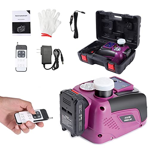 TYAYT Electric Car Jack Kit, 5 Ton Cordless Hydraulic Car Jack, 12V Portable Car Jack with LED Light for SUV MPV Sedan, Lifting Range 6.6 to 17.5 Inch（Purple） - size: 5Ton Cordless Jack (Purple)