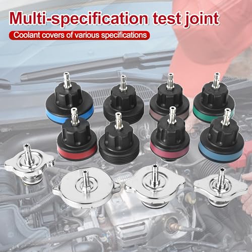 14pcs Automotive Cooling System Tester Radiator Pump Pressure Leak Tester Gauge Tool Kit,Coolant Pressure Tester Kit with Aluminum Hand Pump and Adapters - color: Red 3
