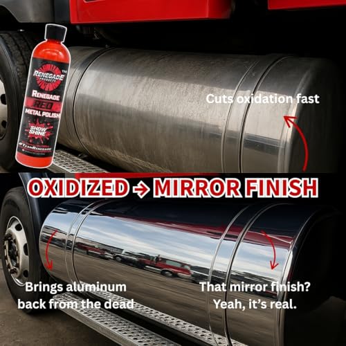 Renegade Products Big Rig & Semi Truck Metal Polishing Complete Kit with Buffing Wheels, Buffing Compound, Safety Flanges, Polishing Accessories and Rebel Red Liquid Metal Polish