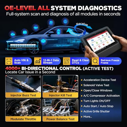 LAUNCH X431 Pro V5.0 2026 New Generation Automotive Diagnostic Scanner Tool, OEM Bluetooth Bidirectional OBD2 Scan Tool with CANFD & DOIP, 38+ Special Functions for All Cars