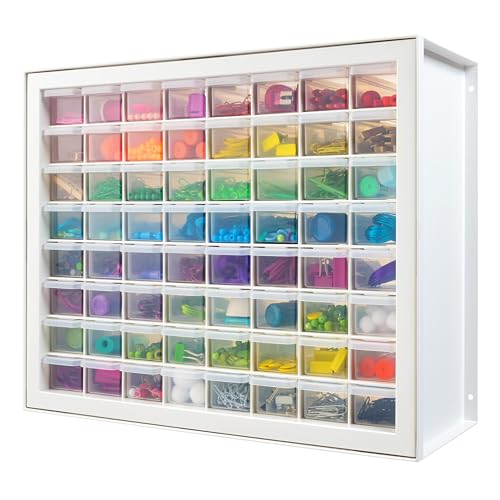 IRIS USA 64-Drawer Screw Organizer, Made in USA, Storage Chest for Charms, Beads, Craft, Scrapbook & Hobby Supplies, Hardware, Screws, Nuts & Bolts, Garage Tools, Teacher Toolbox, White - color: White, size: 64 Drawer