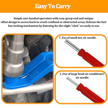 16PCS Car AC Fuel Line Disconnect Removal Tool Set, 1/4 5/16 3/8 1/2 5/8 3/4 7/8 Inch Vehicle Fuel Line Removal Tool with Storage Box, Auto Repairing Accessories, Universal Fit