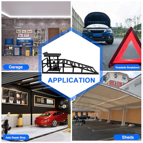 Hydraulic Car Ramps Heavy Duty 2 Pack, 11000LB/5-Ton Low Profile Auto Car Truck Service Ramps with Hydraulic Lift for Maintenance, Oil Change(Black)