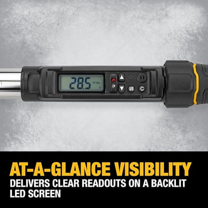 DEWALT Digital Torque Wrench, 1/2 inch Drive, 50-250 FT-LB, with Storage Case (DWMT17060) - style: 1/2" Digital
