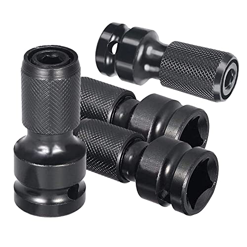 Acxico 4 Pcs Ratchet Socket Wrench Adapter 1/2 Inch Square To 1/4 Inch Hex Stonego Ratchet Spanner Converter Heavy Electric Wrench Connector