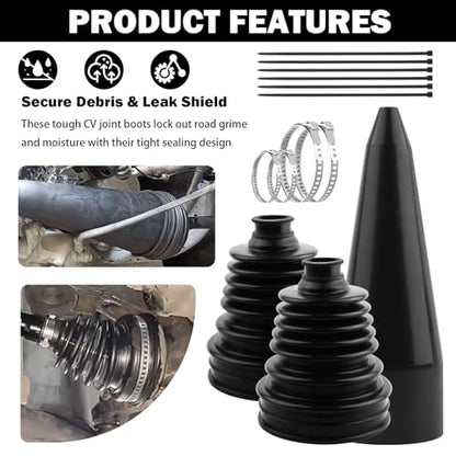 CV Axle Boot Repairs Kit with Boot Expander Tool,4 Clamps,6 Zip Ties,CV Boots Repair Kit for Drive Shaft & Chassis Protection,Silicone Axle Boots Repair Kits Car Accessories