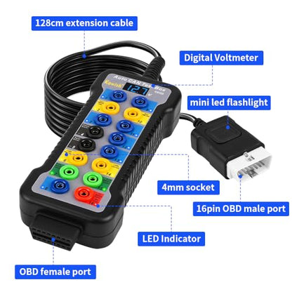 OBD2 Breakout Box Auto OBDII Protocol Detector 16-Pin CAN Bus Test Breakout Box with LCD Display for OBDII Protocol Communication Detection/ECU Tool（12V/24V Premium