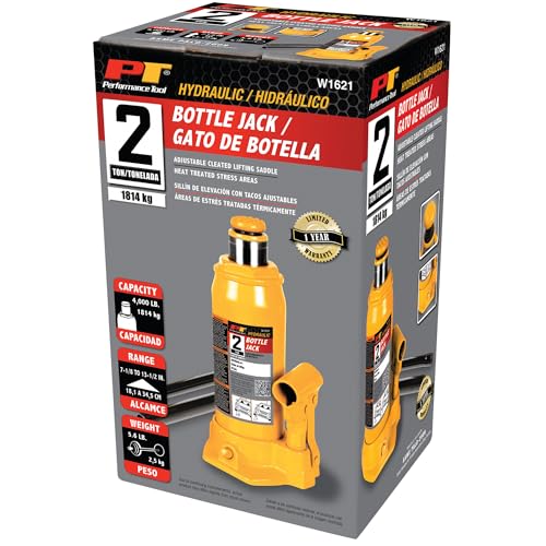 Performance Tool W1621 2-Ton (4,000 lbs.) Heavy Duty Hydraulic Bottle Jack,Yellow - size: 2-Ton