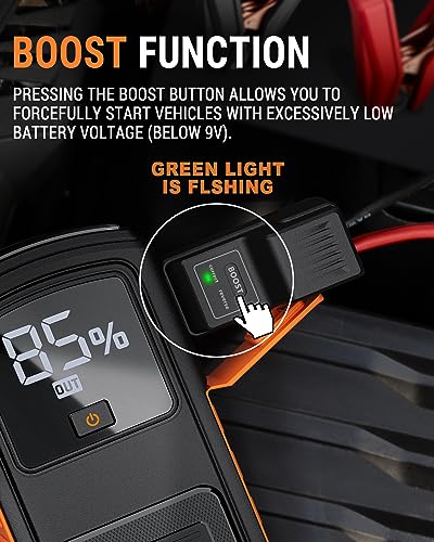 Powrun P-ONE MAX Jump Starter, 4000A Portable Jump Box, Car Jump Starter Battery Pack for All Gas or Diesel Engines up to 10.0L, 12V Car Battery Jump Starter with a Carrying Case