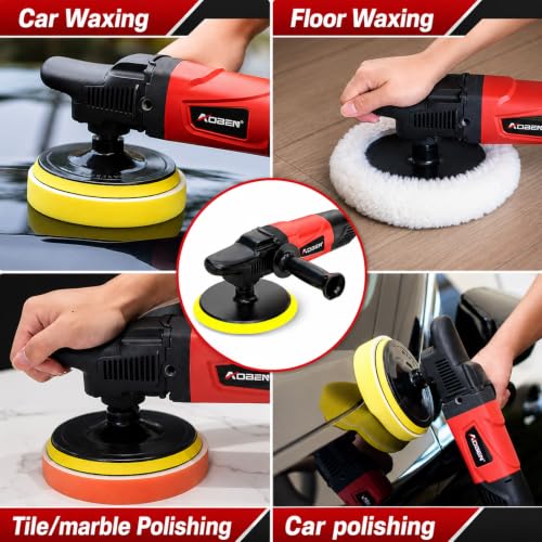 AOBEN Rotary Buffer Polisher,1200W 6-inch/ 7-inch Car Buffer,Car Polisher Waxer Kit with 6 Variable Speed 1000-3500RPM & 4 Polishing Pads,Detachable Handle for Boat,Car Polishing and Waxing - size: AT3501A