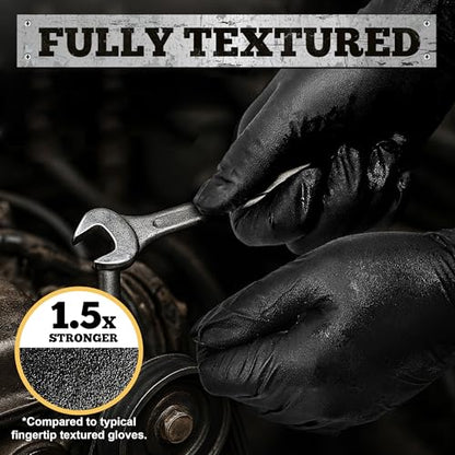 TitanFlex Heavy Duty Black Nitrile Gloves, 6 Mil, Fully Textured, Mechanic Disposable Gloves, Latex Free, Powder Free - color: 03 Black (L, 100ct), size: Large