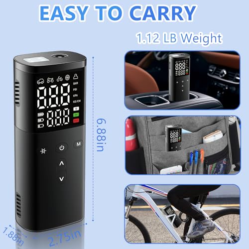 Tire Inflator Portable Air Compressor,25000mAh and 150PSI Air Pump for Car Tires, 5X Faster Portable Air Pump with Digital Pressure Gauge for Cars, SUV, Bike & Motorcycle Tires, Ball,Etc.