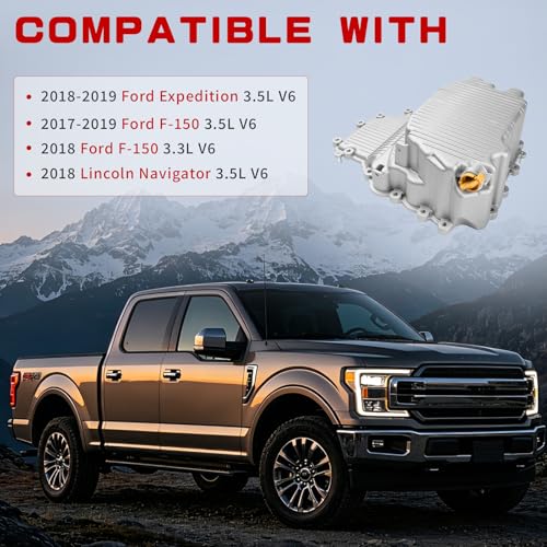 HL3Z-6675-A Upgraded Aluminum Engine Oil Pan Kit Compatible with Ford F-150 3.5L 2017-2019, F-150 3.3L 2018, Expedition 3.5L 2018-2019, Lincoln Navigator 3.5L 2018