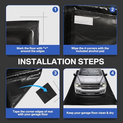 Waterproof Under Car Garage Floor Containment Mat with Squeegee for Snow Rain Mud Oil Protection 7'9" x 18' - size: 7'9" x 18'