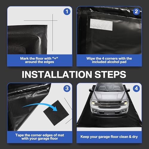 Waterproof Under Car Garage Floor Containment Mat with Squeegee for Snow Rain Mud Oil Protection 8'6" x 20' - size: 8'6" x 20'