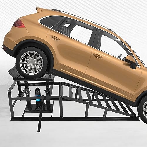 1 Pack 11000lbs Automotive Car Service Ramp Low Profile Car Lift Service Ramp Truck Trailer Garage, Height Hydraulic Vehicle Ramp Lift, Automotive Hydraulic Lift Repair Frame 5T 5 Tons (Balck) - color: Black, size: 1 Pack