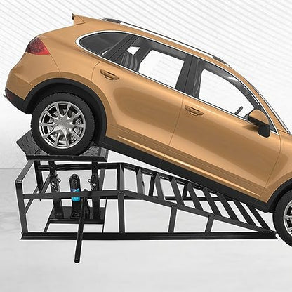 2 Packs Hydraulic Car Ramps Low Profile Car Lift Service Ramps Truck Trailer Garage, Height Hydraulic Vehicle Ramps, Automotive Hydraulic Lift Repair Frame 11000lbs 5 Tons 5T (Black) - color: Black, size: 2 Pack