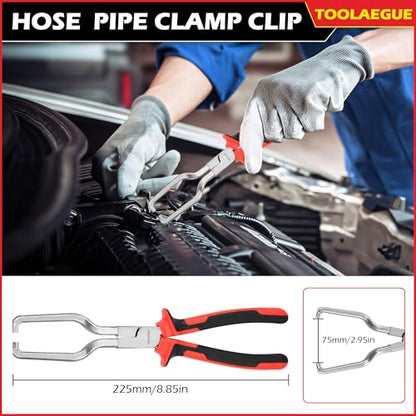 TOOLEAGUE 8Pcs Fuel Line Disconnect Pliers Set,Hose Pipe Clamp Clip | Fuel Filter Caliper,Panel Clip/Spring Clamp/Hose Removal/Relay Puller/Plier,30 Degree Push Pin/Car Trim Removal Tool for Auto