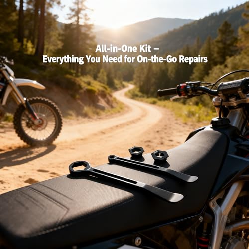 Motorcycle Tire Spoons,10/13/22/27/32(0.39''/0.51''/0.87''/1.06''/1.26'')Tire Iron Lever Tool Spoon Wrench Set Motorcycle Tire Change Kit Compatible with Pit/Dirt/MX Motorcycles XC SX(Black) - color: Black