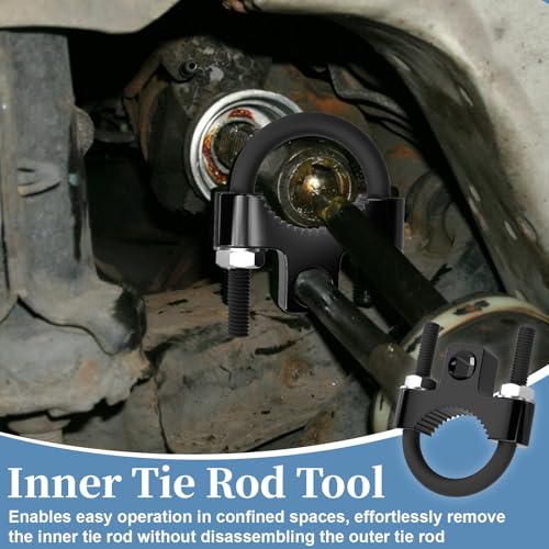Inner Tie Rod Removal Tool, Tie Rod Puller with Non-Slip Teeth, 3/8'' Universal Low Profile Tool for Car Chassis Rocker Removal And Installation, U-Wrench Repair Mechanic Tools for Most Vehicles