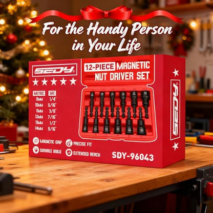 12-Piece Magnetic Nut Driver Set - Premium Impact Power Hex Nut Driver Drill Bit Master Kit, SAE & Metric, 1/4-Inch Quick-Change - style: 12-PC SAE & Metric (Universal Fit)